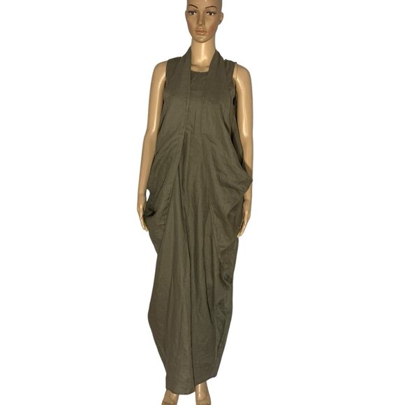 Avant Garde Grunge Long Maxi Dress Women’s Sz M Lagenlook Linen Draped Rick - Picture 2 of 11